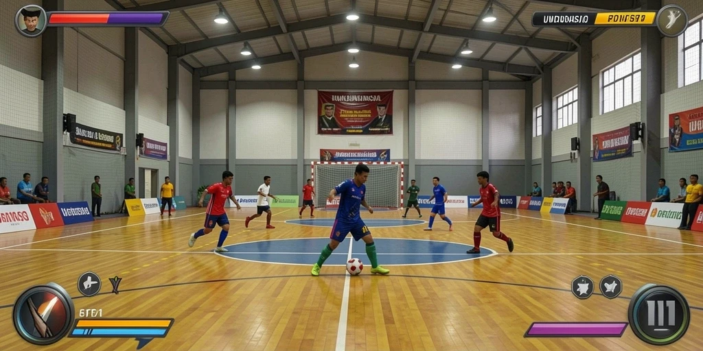 Screenshot menampilkan tampilan karakter utama di arena pertempuran.